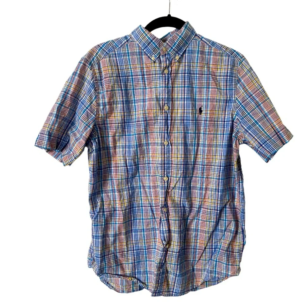 Ralph‎ Lauren Natural Stretch 100% Cotton Boys Short Sleeve Button Down Shirt XL